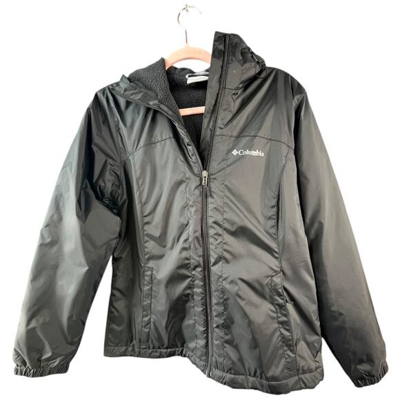 Columbia Switchback II black sherpa lined winter jacket hooded Medium - Picture 2 of 8